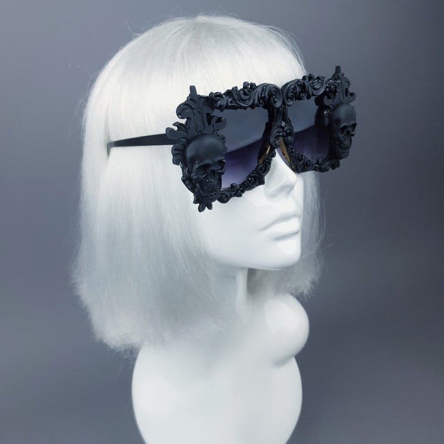 "Infernum" Black Skull Filigree Unisex Sunglasses