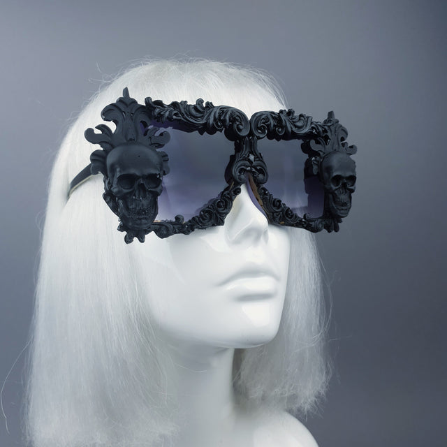 "Infernum" Black Skull Filigree Unisex Sunglasses