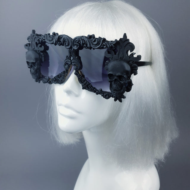 "Infernum" Black Skull Filigree Unisex Sunglasses