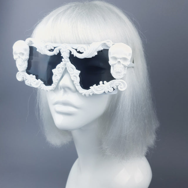 "Galatea" White Skull Filigree Unisex Sunglasses