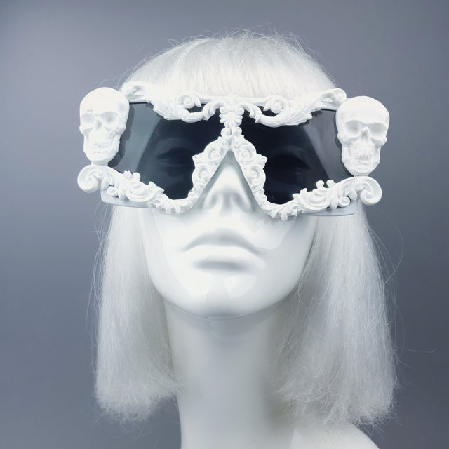 "Galatea" White Skull Filigree Unisex Sunglasses
