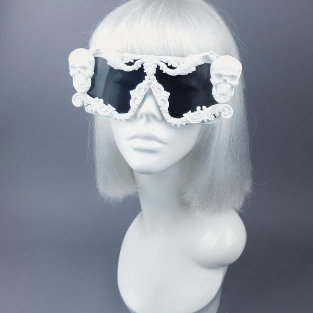"Galatea" White Skull Filigree Unisex Sunglasses