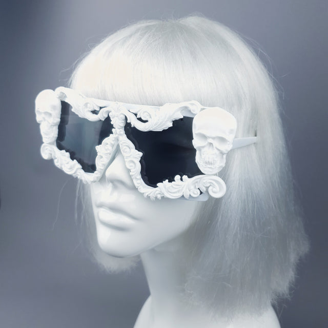 "Galatea" White Skull Filigree Unisex Sunglasses