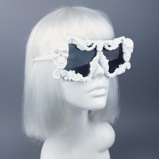 "Galatea" White Skull Filigree Unisex Sunglasses