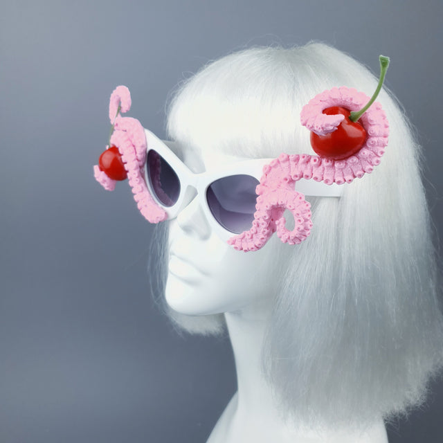 "Ursula" Pink Octopus Kraken Tentacle with Cherries Sunglasses