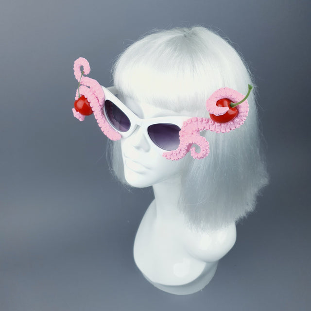 "Ursula" Pink Octopus Kraken Tentacle with Cherries Sunglasses