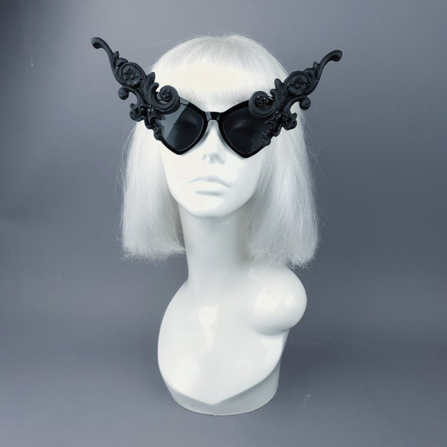 "Bizia" OTT Statement Black Filigree Catseye Sunglasses