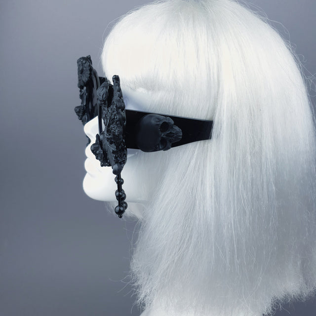 "Volupta" OTT Statement Black Cherub Filigree & Beading Sunglasses