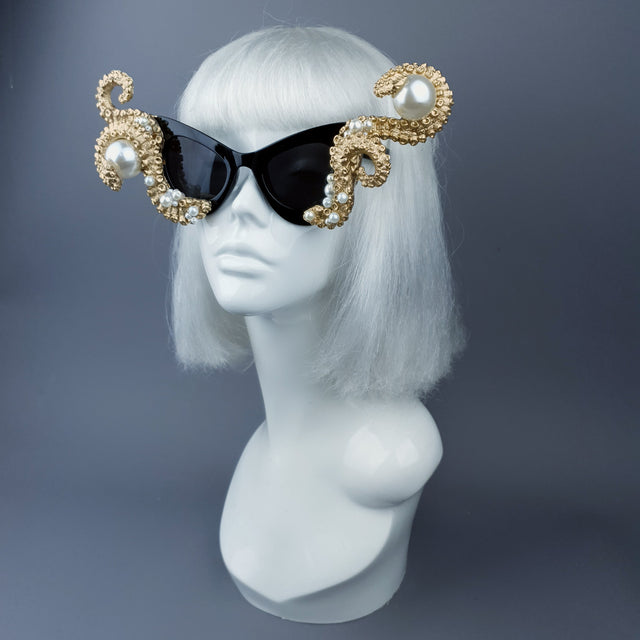 "Ursula" Gold & Pearl Octopus Kraken Tentacle Sunglasses