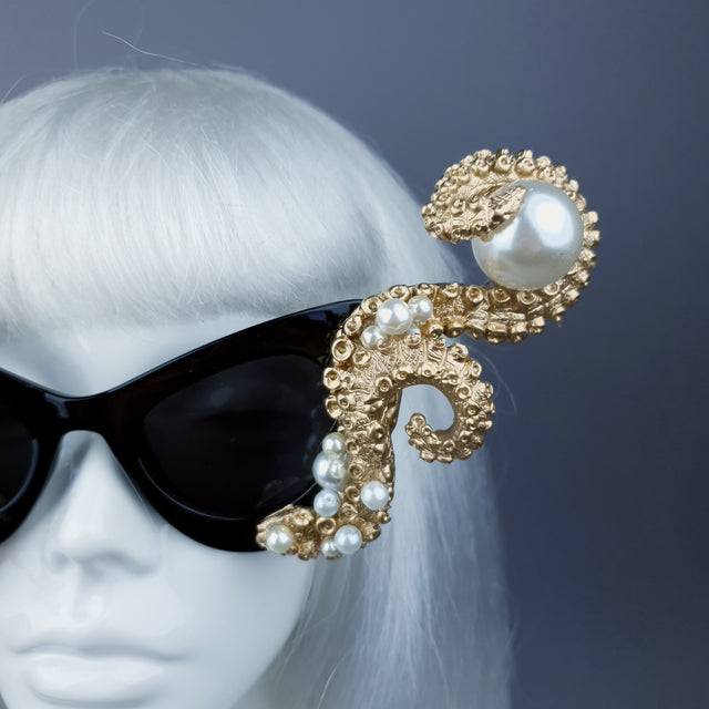 "Ursula" Gold & Pearl Octopus Kraken Tentacle Sunglasses
