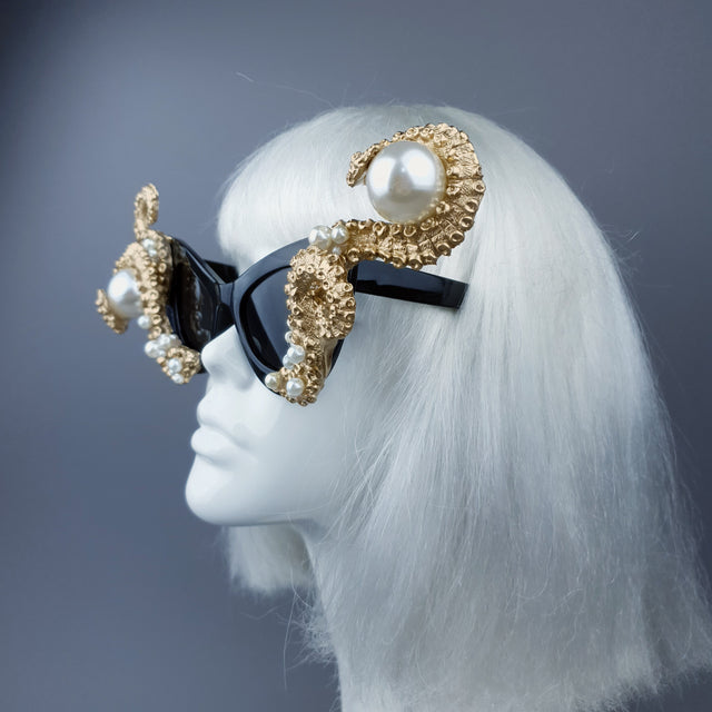 "Ursula" Gold & Pearl Octopus Kraken Tentacle Sunglasses