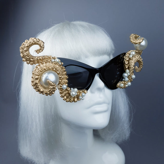 "Ursula" Gold & Pearl Octopus Kraken Tentacle Sunglasses