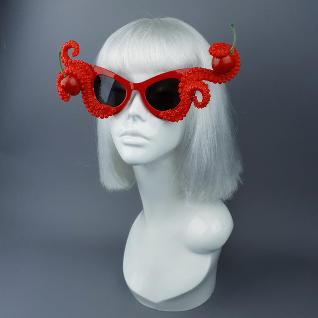 "Ursula" Red Octopus Kraken Tentacle & Cherry Sunglasses