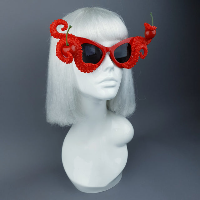 "Ursula" Red Octopus Kraken Tentacle & Cherry Sunglasses