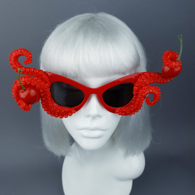 "Ursula" Red Octopus Kraken Tentacle & Cherry Sunglasses