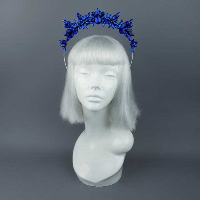 Navy Blue Diamante Jewel Halo 47