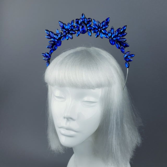 Navy Blue Diamante Jewel Halo 47