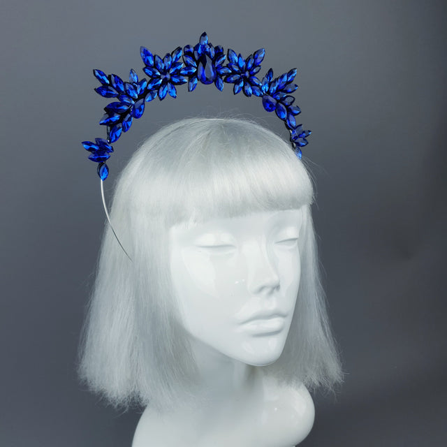 Navy Blue Diamante Jewel Halo 47
