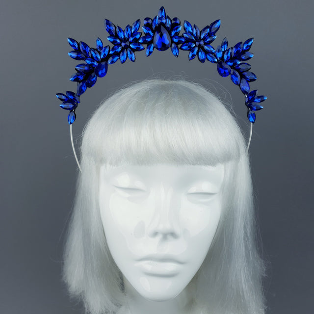 Navy Blue Diamante Jewel Halo 47