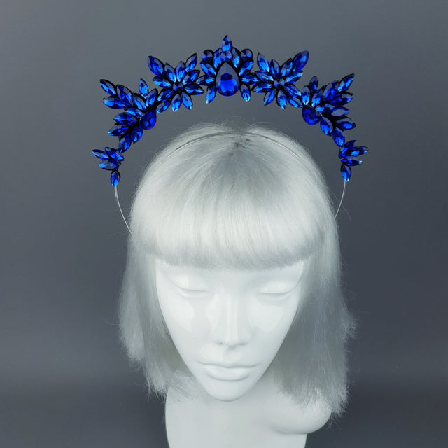 Navy Blue Diamante Jewel Halo 47