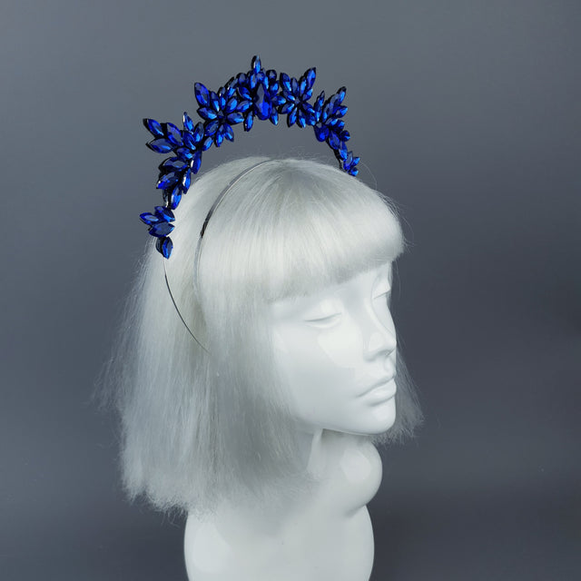 Navy Blue Diamante Jewel Halo 47