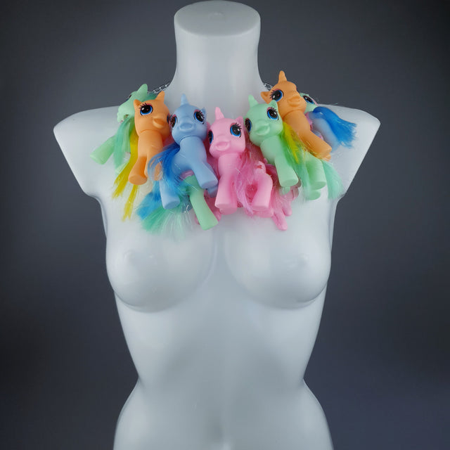 "Jelly Fluff" Colourful Ponies Pink Pudding Neckpiece