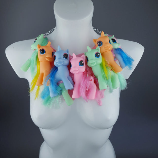 "Jelly Fluff" Colourful Ponies Pink Pudding Neckpiece
