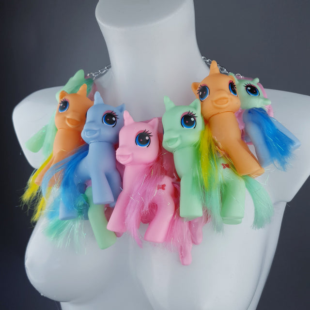 "Jelly Fluff" Colourful Ponies Pink Pudding Neckpiece