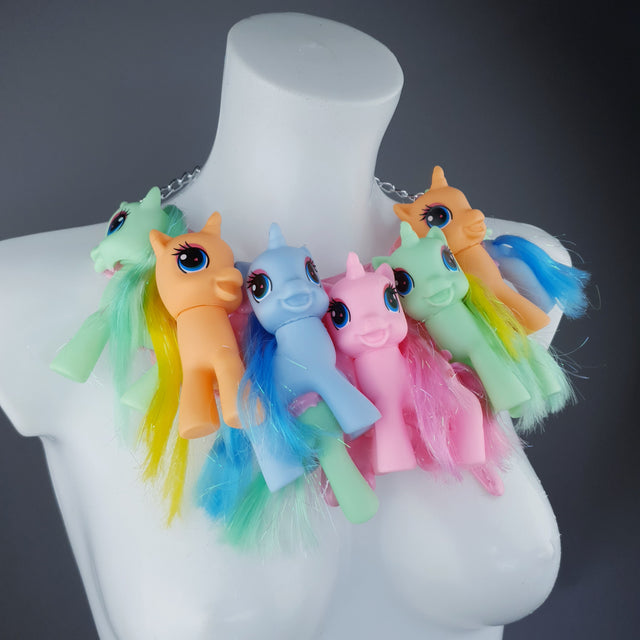 "Jelly Fluff" Colourful Ponies Pink Pudding Neckpiece