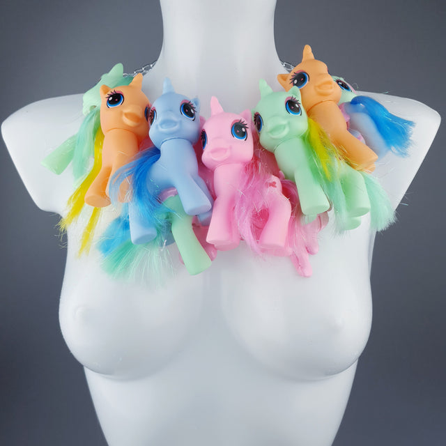 "Jelly Fluff" Colourful Ponies Pink Pudding Neckpiece