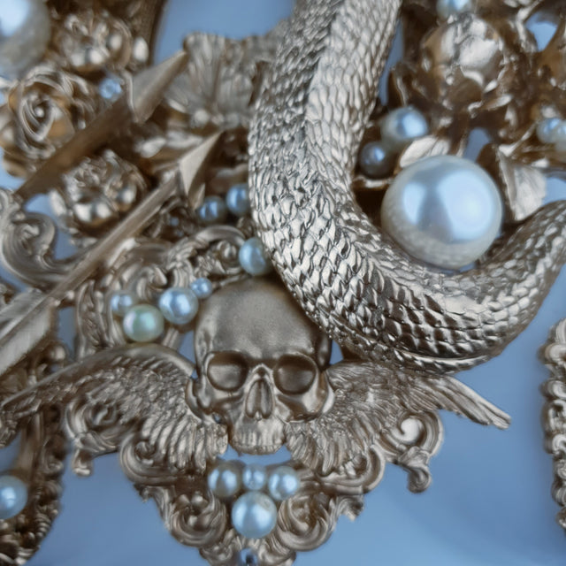 "Manasa" Gold Snake, Rose & Pearl Harness Body Jewellery & Pasties.