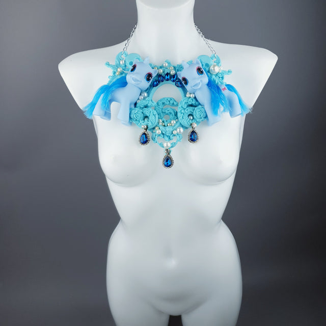 "Diavolo" Pastel Blue Pony & Filigree 666 Neckpiece