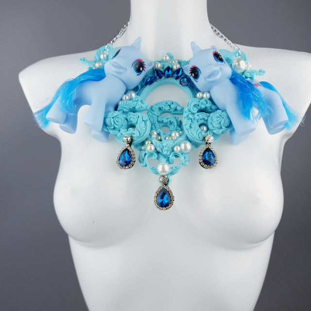 "Diavolo" Pastel Blue Pony & Filigree 666 Neckpiece
