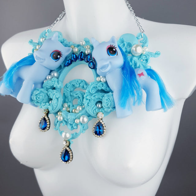 "Diavolo" Pastel Blue Pony & Filigree 666 Neckpiece