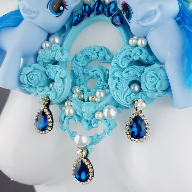"Diavolo" Pastel Blue Pony & Filigree 666 Neckpiece