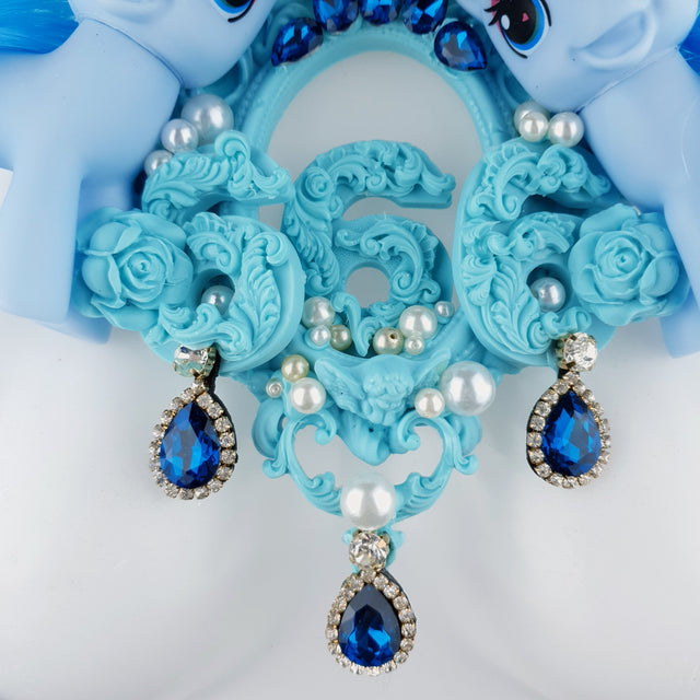 "Diavolo" Pastel Blue Pony & Filigree 666 Neckpiece