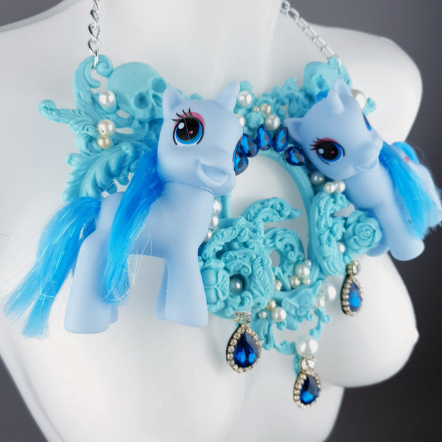 "Diavolo" Pastel Blue Pony & Filigree 666 Neckpiece