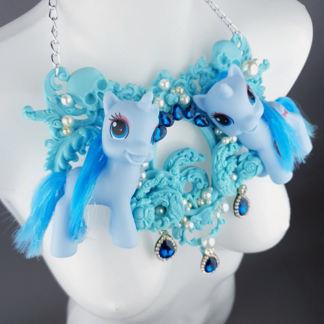 "Diavolo" Pastel Blue Pony & Filigree 666 Neckpiece