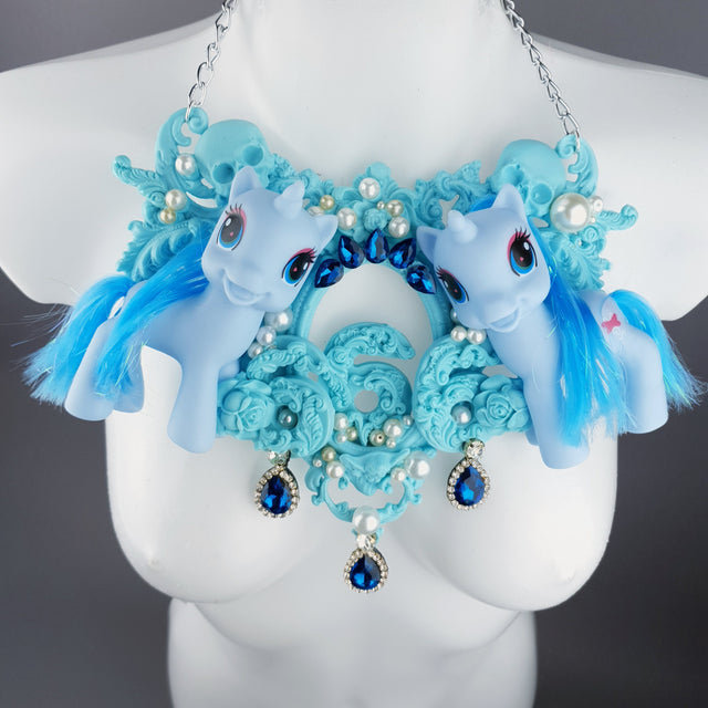 "Diavolo" Pastel Blue Pony & Filigree 666 Neckpiece