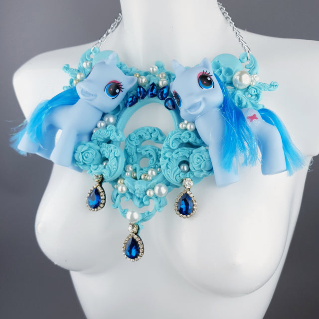 "Diavolo" Pastel Blue Pony & Filigree 666 Neckpiece