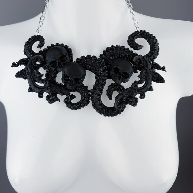 "Noita" Black Skulls, Tentacles & Filigree Necklace