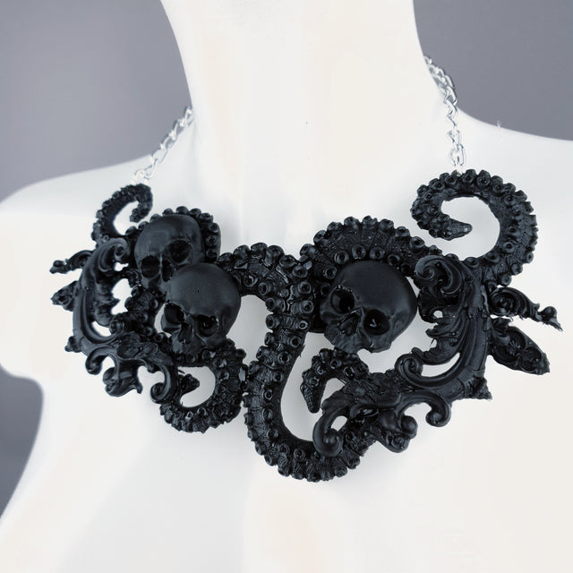 "Noita" Black Skulls, Tentacles & Filigree Necklace