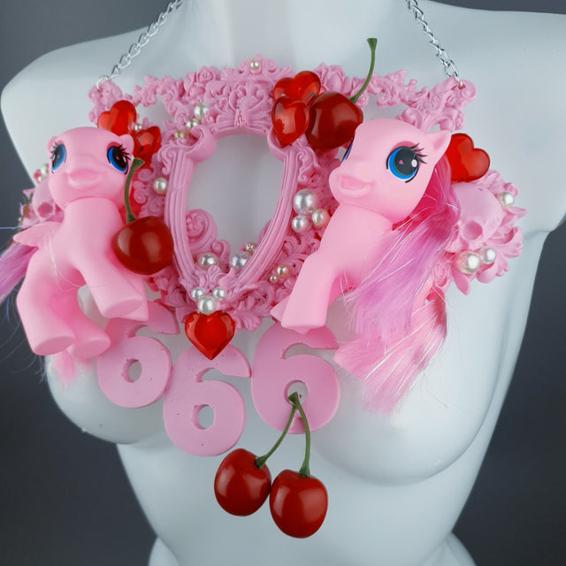 "Babylon" Pastel Pink Pony & Filigree 666 Neckpiece