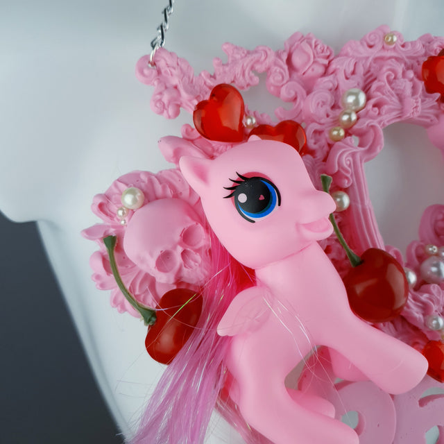 "Babylon" Pastel Pink Pony & Filigree 666 Neckpiece
