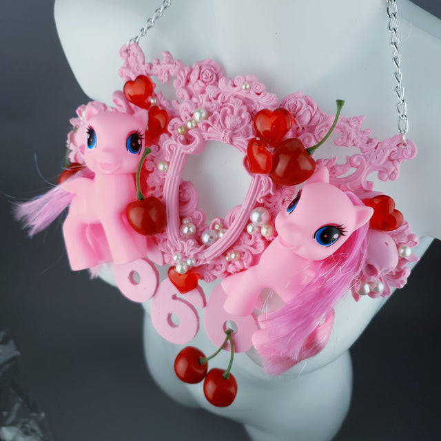 "Babylon" Pastel Pink Pony & Filigree 666 Neckpiece