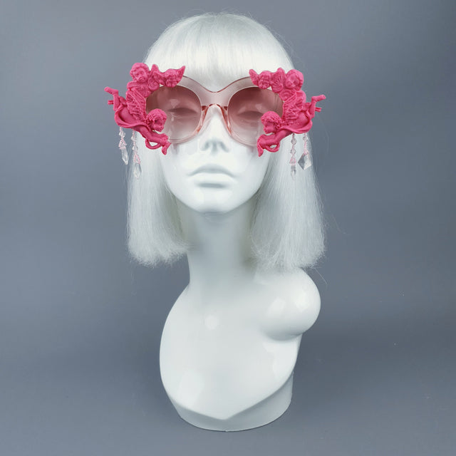 "Paradis" OTT Statement Pink Cherub Filigree & Beading Sunglasses