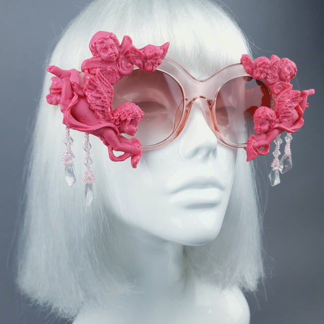 "Paradis" OTT Statement Pink Cherub Filigree & Beading Sunglasses