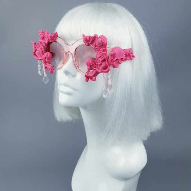 "Paradis" OTT Statement Pink Cherub Filigree & Beading Sunglasses
