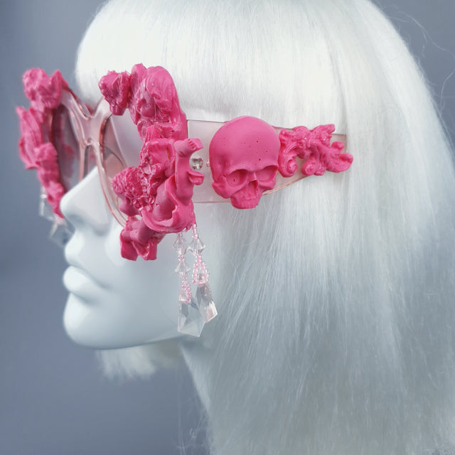 "Paradis" OTT Statement Pink Cherub Filigree & Beading Sunglasses