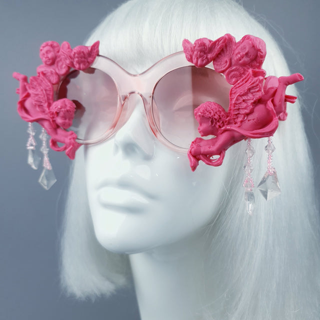 "Paradis" OTT Statement Pink Cherub Filigree & Beading Sunglasses